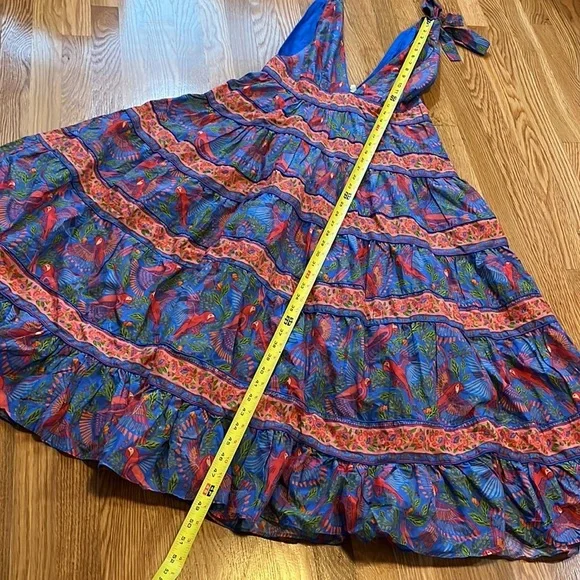 Farm Rio Size Small Blue Macaw Flight Midi Dress Tiered Size Medium NWT - Picture 10 of 16